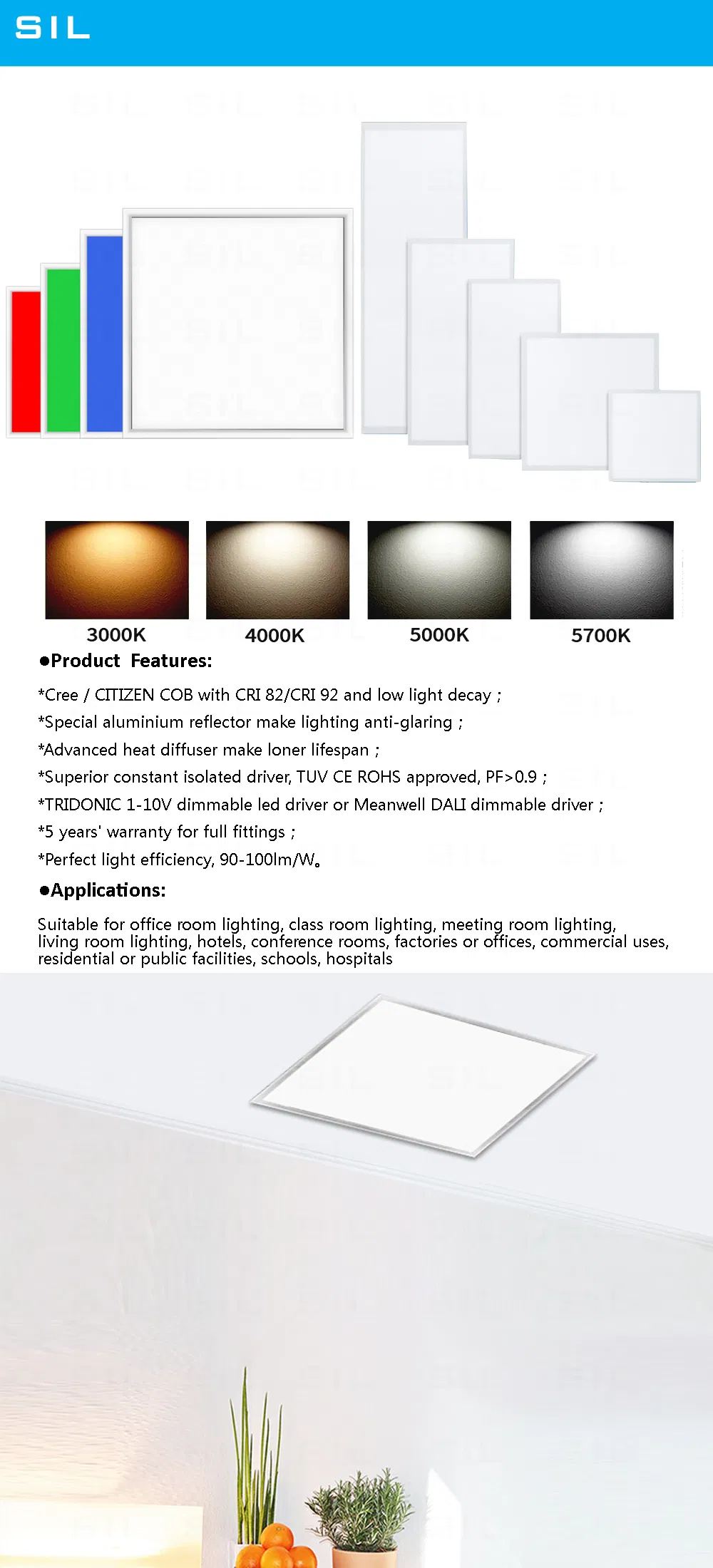 Ultra Slim Panel Light High Quality 55W 1195*295 Size Indoor Lighting LED Panel Light