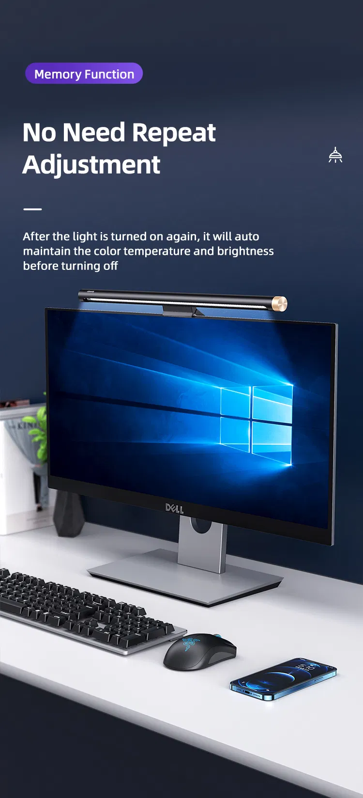 Usams Most Popular Zb224 Colorful Ambiance Backlights Computer PC Laptop Night E-Reading LED Light Bar